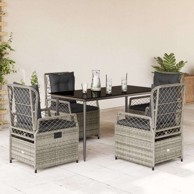 Vrtna garnitura, 5-dijelni set od poliratana, 140 x 70 x 74 cm, siva