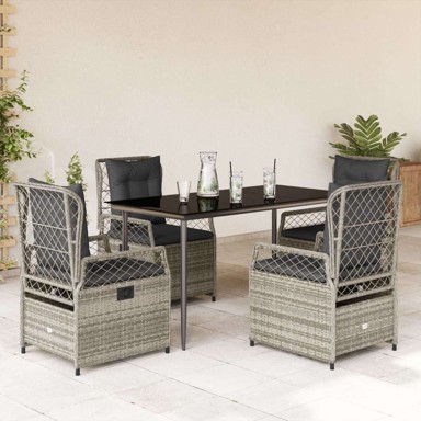 Vrtna garnitura, 5-dijelni set od poliratana, 140 x 70 x 74 cm, siva