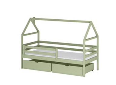 Drveni dječji krevet Aron s ladicom, 180 x 80 cm, olive