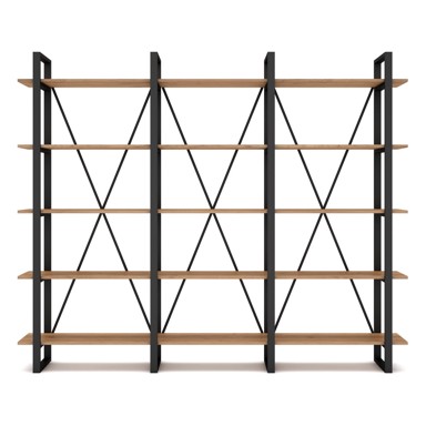 MARCKERIC Crna/natur polica u dekoru hrasta, 218x180 cm Aviva