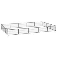 Ograda za pse s 16 panela crna 100 x 50 cm čelik obložen prahom