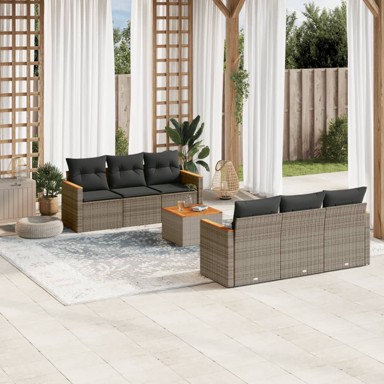 7-dijelni set vrtnih sofa sivi od poliratana