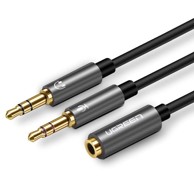 UGREEN AUX razdjelnik 3,5 mm za mikrofon i slušalice, crni